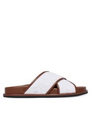 Max Mara Beachwear Klapki Peonie 2616521019650 Biały. Białe klapki damskie Max Mara Beachwear, bez wzorów, z materiału, bez obcasa, bez zapięcia. Za 974.99 zł.