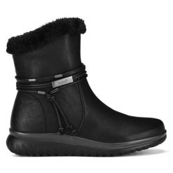 Botki Go Soft. Czarne botki damskie GO SOFT, bez wzorów, bez obcasa, na płaskiej podeszwie, bez zapięcia. Za 229.99 zł.