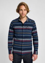 LEE MĘSKA KOSZULA CLEAN WESTERN SHIRT MOOD INDIGO 112355750 L66R014445. Niebieskie koszule męskie Lee, l, bez wzorów, bez kołnierzyka, bez ramiączek. Za 179.99 zł.