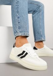 Białe Sneakersy Tenisówki Ozdobione Paskami Falovinia. Białe trampki i tenisówki damskie Renee, bez wzorów, z jeansu, bez zapięcia. Za 79.99 zł.