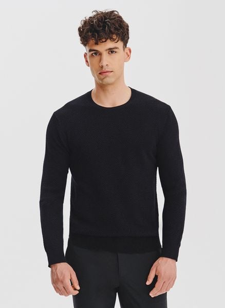 PAKO LORENTE - Sweter męski w kolorze czarnym. Czarne swetry męskie Pako Lorente, na jesień, m, bez wzorów, z bawełny, bez kołnierzyka, bez ramiączek. Za 169.99 zł.