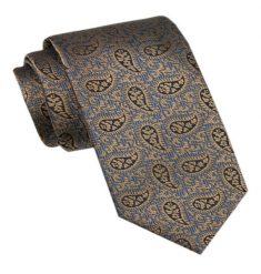 Elegancki Krawat Męski - Alties - Kolor Złoty, Paisley. Żółte krawaty i muchy Alties, bez wzorów, z tkaniny, eleganckie. Za 49.00 zł.