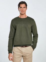 Bluza męska ze splotem pique khaki Wiron 303. Zielone bluzy męskie BIG STAR, l, bez wzorów, z dzianiny, klasyczne, bez ramiączek, bez kaptura. Za 199.99 zł.