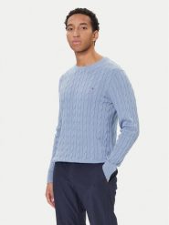 Tommy Hilfiger Sweter MW0MW33132 Błękitny Regular Fit. Niebieskie swetry męskie Tommy Hilfiger, l, bez wzorów, z bawełny, bez kołnierzyka, bez ramiączek. Za 539.99 zł.
