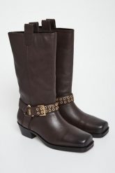 Kozaki damskie skórzane biker LIU JO. Kozaki damskie Liu Jo, bez wzorów, bez obcasa, bez zapięcia. Za 1,169.00 zł.