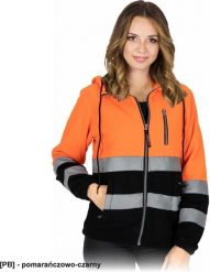 Reis - Bluza ochronna damska stójka zapięcie zamek błyskawiczny 3 kieszenie pasy odblaskowe 290 g/m2 pomarańczowo-czarny M. Brązowe bluzy damskie Reis, m, bez wzorów, bez ramiączek, bez kaptura. Za 77.22 zł.