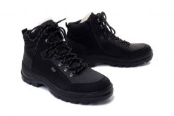 RIEKER TEX F5410-00 schwarz, trzewiki męskie. Czarne botki męskie Rieker, na zimę, bez wzorów, z wełny, bez obcasa, bez zapięcia. Za 549.90 zł.