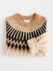 Sweter z moherem i wełną - wielobarwny. Swetry nierozpinane damskie Reserved, l, bez wzorów, z dzianiny, bez kołnierzyka, bez ramiączek. Za 299.99 zł.