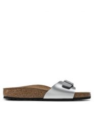 Birkenstock Klapki Madrid Bs 0040413 Srebrny. Szare klapki damskie Birkenstock, bez wzorów, ze skóry, bez obcasa, bez zapięcia. Za 279.00 zł.