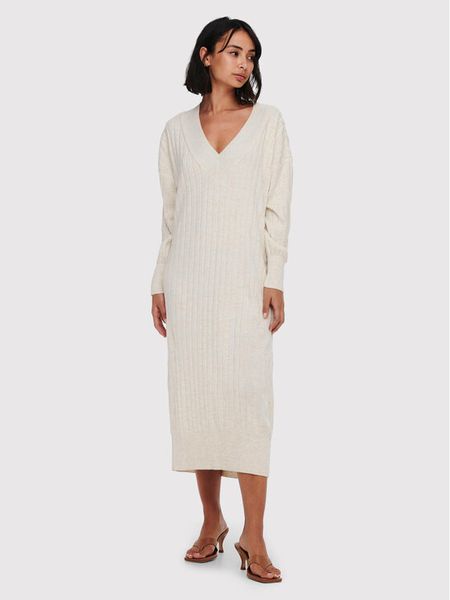 ONLY Sukienka dzianinowa New Tessa 15236372 Beżowy Regular Fit. Brązowe sukienki damskie ONLY, s, bez wzorów, z dzianiny, bez kołnierzyka, bez ramiączek. Za 149.99 zł.