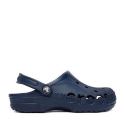 Klapki Crocs. Niebieskie klapki damskie Crocs, bez wzorów, bez obcasa, bez zapięcia. Za 199.99 zł.