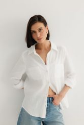 KOSZULA HOLLY ŚMIETANKOWA S - Flawless. Koszule damskie Flawless, s, bez wzorów, z bawełny, bez kołnierzyka, bez ramiączek. Za 350.00 zł.