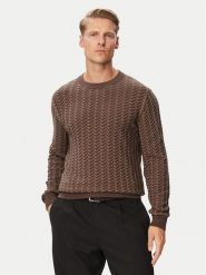 HUGO Sweter Simond 50570261 Brązowy Regular Fit. Brązowe swetry męskie Hugo, m, bez wzorów, z bawełny, bez kołnierzyka, bez ramiączek. Za 549.99 zł.