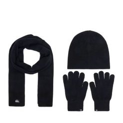 Zestaw czapka, szalik i rękawiczki Quiksilver. Niebieskie rękawiczki męskie Quiksilver, bez wzorów. Za 139.99 zł.