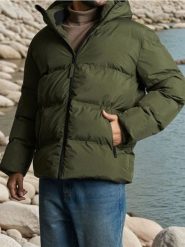 Kurtka puffer - khaki. Brązowe kurtki męskie Sinsay, l, bez wzorów, bez kaptura. Za 179.99 zł.