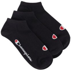 Skarpetki Unisex Dla Dorosłych Logo 3pak. Czarne skarpetki damskie Champion, bez wzorów. Za 63.99 zł.