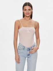 Calvin Klein Jeans Body Monologo J20J223421 Różowy Slim Fit. Czerwone body Calvin Klein Jeans, bez wzorów, z bawełny. Za 99.99 zł.