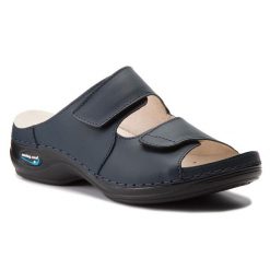 Klapki Nursing Care. Niebieskie klapki damskie Nursing Care, bez wzorów, bez obcasa, bez zapięcia. Za 329.99 zł.