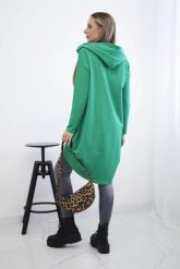 Bluza z długim tyłem i kapturem jasno zielona. Zielone bluzy damskie KESI, l, bez wzorów, z bawełny, bez ramiączek. Za 229.98 zł.