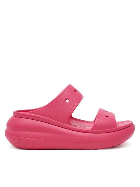 Crocs Klapki Classic Crush Sandal 207670 Różowy. Czerwone klapki damskie Crocs, bez wzorów, z tworzywa sztucznego, bez obcasa, bez zapięcia. Za 149.99 zł.