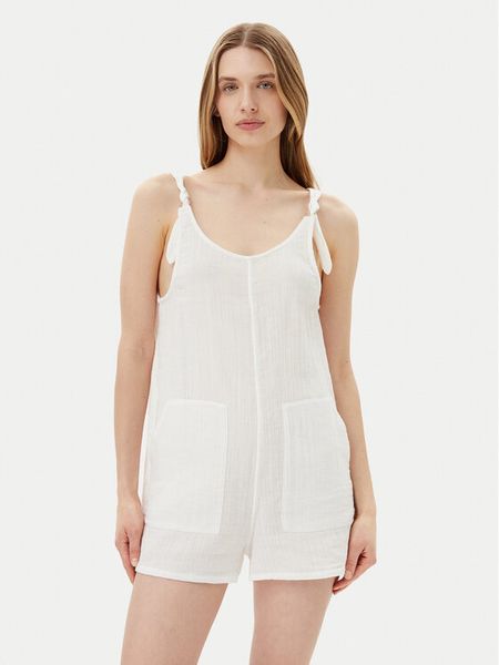 Volcom Ogrodniczki Lil Tie B2812501 Biały Relaxed Fit. Białe szorty damskie Volcom, bez wzorów, z bawełny. Za 149.99 zł.