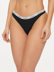 Calvin Klein Underwear Stringi 000QD5043E Czarny. Czarne majtki damskie Calvin Klein Underwear, z bawełny. Za 59.99 zł.