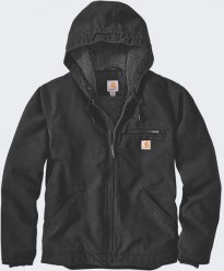 Kurtka Carhartt Washed Duck Sherpa Lined Black. Czarne kurtki męskie Carhartt, m, bez wzorów, bez kaptura. Za 662.27 zł.