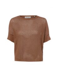 Marc O'Polo sweter z krótkim rękawem i zawartością lnu Kobiety Bawełna brązowy, XS. Brązowe swetry nierozpinane damskie Marc O'Polo, xs, bez wzorów, z bawełny, bez kołnierzyka, bez ramiączek. Za 379.95 zł.