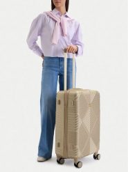 Nine West Walizka średnia CEO-NW-M-002-09 GOLD Złoty. Żółte walizki damskie Nine West, bez wzorów, z tworzywa sztucznego, średnie. Za 359.99 zł.