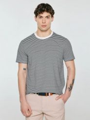 Koszulka męska w paski czarna Oler 906. Czarne t-shirty męskie BIG STAR, l, z aplikacjami, z dzianiny, bez kołnierzyka, bez ramiączek. Za 99.99 zł.