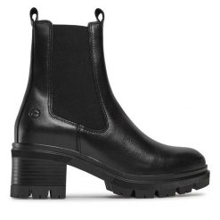 Sztyblety Tamaris. Czarne botki damskie Tamaris, bez wzorów, bez obcasa, na płaskiej podeszwie, bez zapięcia. Za 248.99 zł.