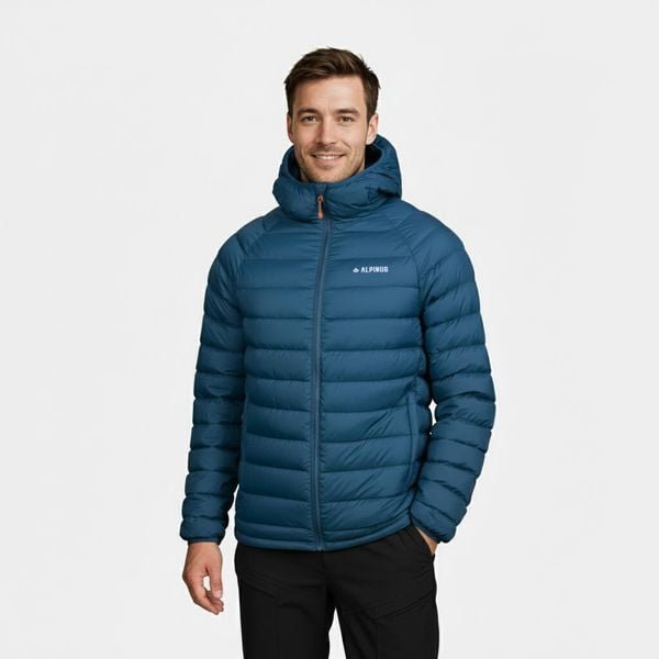 Kurtka męska Alpinus Hozat impregnacji DWR. Niebieskie kurtki męskie Alpinus, m, bez wzorów, z puchu, sportowe, bez kaptura. Za 349.00 zł.