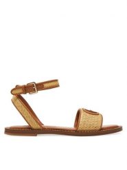 Guess Sandały FLJSIY FAB03 Brązowy. Brązowe sandały damskie Guess, z aplikacjami, ze skóry, bez obcasa, na płaskiej podeszwie, bez zapięcia. Za 319.99 zł.
