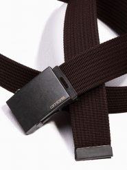Pasek męski parciany z metalową klamrą - brązowy A376 - uniwersalny. Brązowe paski męskie Ombre Clothing. Za 41.99 zł.