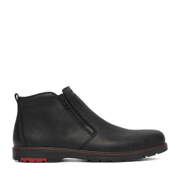 Botki Rieker. Czarne botki męskie Rieker, bez wzorów, bez obcasa, bez zapięcia. Za 429.99 zł.