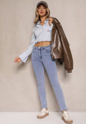Jasnoniebieskie Jeansy z Bawełną Typu Skinny Novanisse. Niebieskie jeansy damskie Renee, bez wzorów, z bawełny, z podwyższonym stanem. Za 59.99 zł.