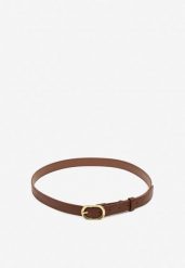 Brązowy Pasek Ozdobiony Zaokrągloną Klamrą Vozera. Brązowe paski damskie Renee, bez wzorów, z jeansu. Za 14.99 zł.