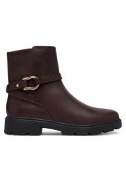 Clarks Botki Code L Bay 26327158 Brązowy ciemny. Brązowe botki damskie Clarks, bez wzorów, ze skóry, bez obcasa, na płaskiej podeszwie, bez zapięcia. Za 479.99 zł.