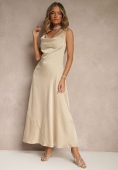 Beżowa Taliowana Sukienka Vices Wiązana przy Karku Zinvea. Brązowe sukienki damskie Renee, na co dzień, l, bez wzorów, eleganckie, bez kołnierzyka, bez ramiączek, maxi, kopertowe. Za 109.99 zł.