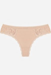 Beżowe Majtki Stringi Ozdobione Koronką z Bawełną Meniliphis. Brązowe majtki damskie Renee, z bawełny. Za 6.99 zł.