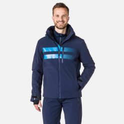 Kurtka narciarska męska Rossignol Course Jkt. Niebieskie kurtki sportowe męskie Rossignol, na zimę, l, bez wzorów, bez kaptura, narciarskie. W wyprzedaży za 1,279.00 zł.