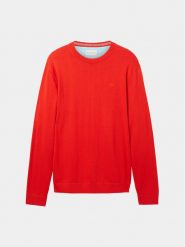 Tom Tailor Sweter 1039810 Czerwony Regular Fit. Czerwone swetry męskie Tom Tailor, l, bez wzorów, z bawełny, bez kołnierzyka, bez ramiączek. Za 169.99 zł.