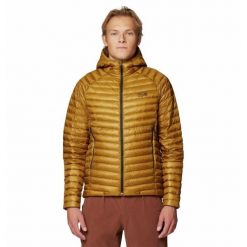 Kurtka z kapturem Mountain Hardwear Ghost Whisperer™. Żółte kurtki męskie MOUNTAIN HARDWEAR, bez wzorów, z puchu, sportowe, z kapturem. Za 1,729.00 zł.