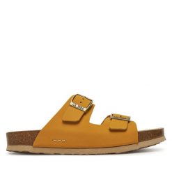 Klapki Josef Seibel. Żółte klapki damskie Josef Seibel, bez wzorów, bez obcasa, bez zapięcia. Za 249.99 zł.
