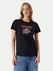 Guess T-Shirt W5YI38 I3Z14 Czarny Regular Fit. Czarne t-shirty damskie Guess, xl, z aplikacjami, z bawełny, bez kołnierzyka, bez ramiączek. Za 139.99 zł.