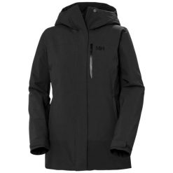 Damska kurtka narciarska z kapturem Helly Hansen Snowplay. Czarne kurtki sportowe damskie Helly Hansen, bez wzorów, bez ramiączek, z kapturem, narciarskie. Za 1,321.30 zł.