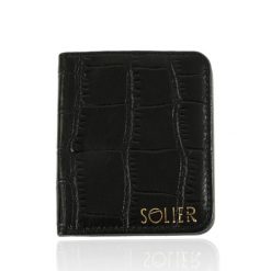 Skórzany elegancki portfel damski Solier SW51 czarny. Czarne portfele damskie ze skóry. Za 85.00 zł.