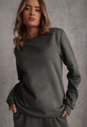Ciemnozielona Bluza ze Ściągaczami na Dole przy Szyi i przy Rękawach Emberlie. Zielone bluzy sportowe męskie Renee, l, bez wzorów, z dresówki, bez kaptura. Za 59.99 zł.