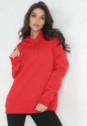 Czerwona Bluza z Kapturem i Długimi Rękawami Agnentha. Czerwone bluzy damskie Born2be, xl, bez wzorów, casualowe, bez ramiączek, z kapturem. Za 59.99 zł.