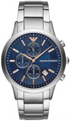 Zegarek Emporio Armani Emporio Armani AR11458 Zegarek męski srebrny 43 mm. Szare zegarki męskie Emporio Armani, bez wzorów, srebrne. Za 422.81 zł.